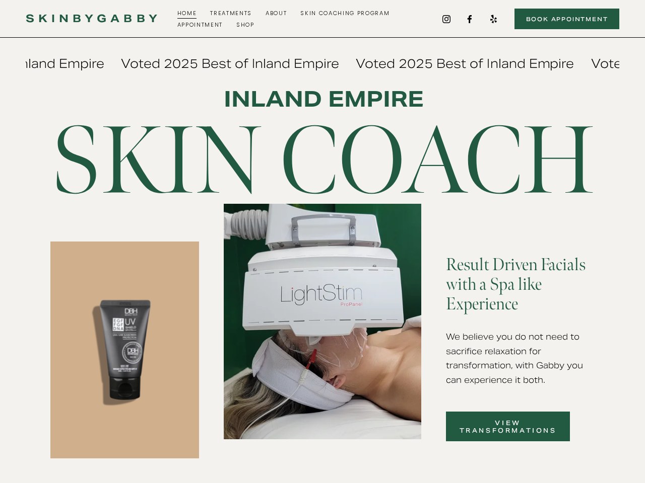 Skin by Gabby website homepage