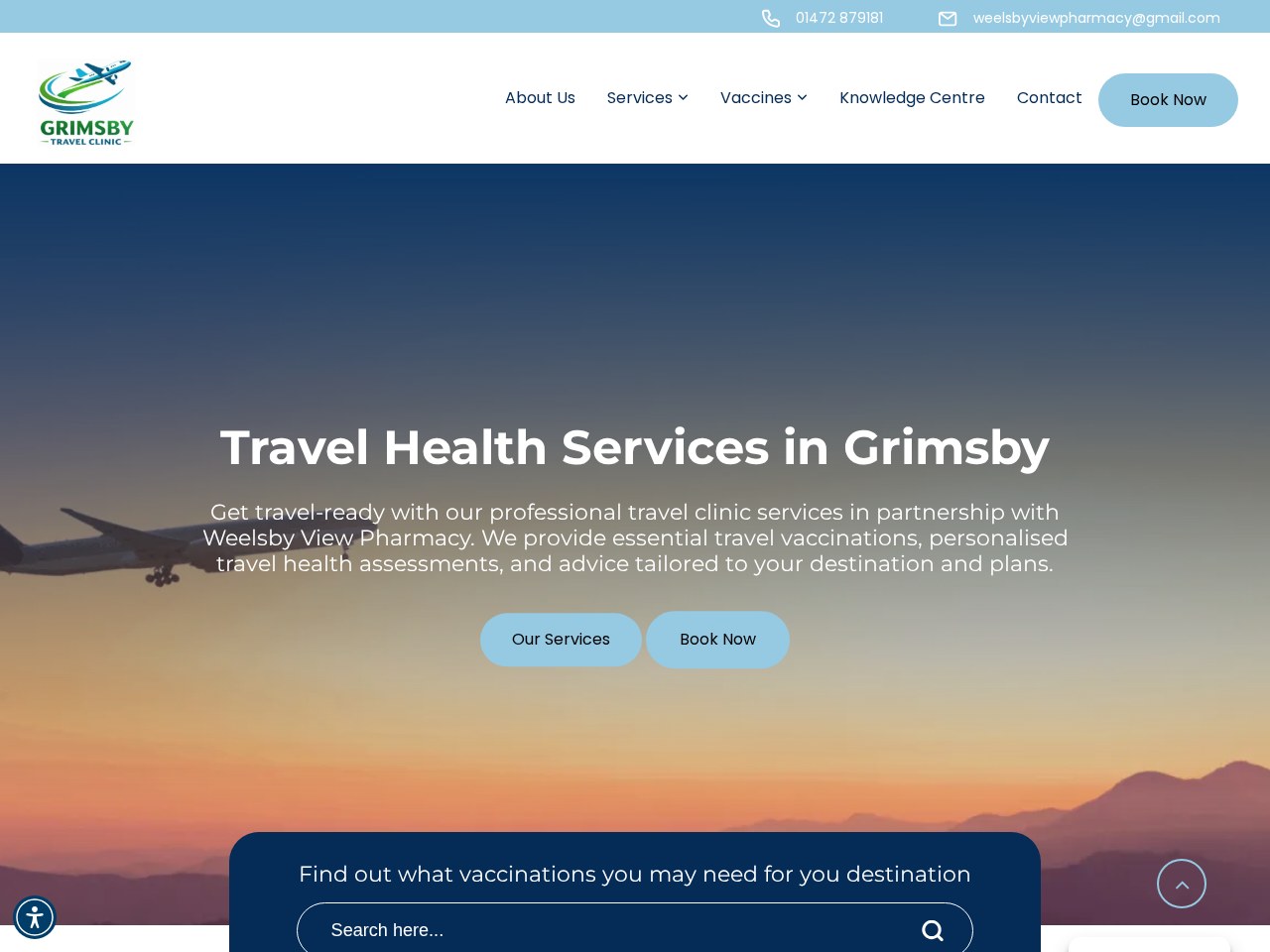 Grimsby Travel Clinic website homepage